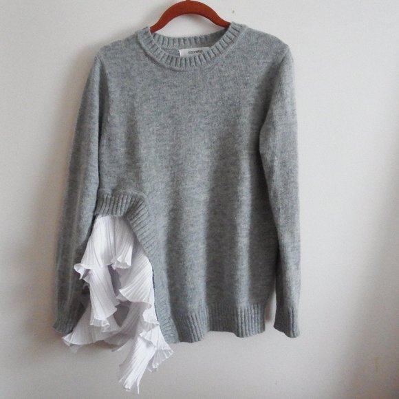 Storets Womens Gray Ruffled Sweater S - Picture 1 of 6